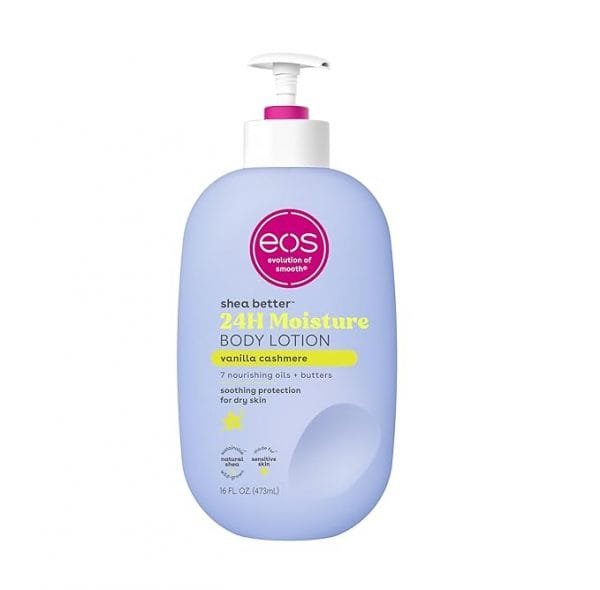 eos Shea Better Body Lotion- Vanilla Cashmere, 24-Hour Moisture Skin Care, Lightweight & Non-Greasy, Made with Natural Shea, Vegan, 16 fl oz