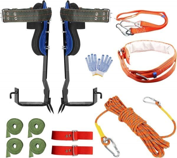 TWSOUL Tree Climbing Spikes Kit, with Adjustable Climbing Belt and Upgrade Rope, 304 Stainless Steel Tree Climbing Gear Tool for Climbing, Picking Fruit, Indoor and Outdoor Sports