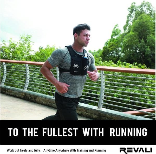 REVALI Running Vest, USA Original Patent, Zip Reflective Running Vests with 500ml Hydration Bottle, Adjustable Waistband & Breathable Material, Chest Pack Gear Phone Holder for Running, Men & Women - Image 4