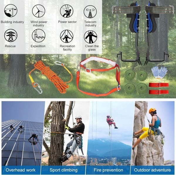 TWSOUL Tree Climbing Spikes Kit, with Adjustable Climbing Belt and Upgrade Rope, 304 Stainless Steel Tree Climbing Gear Tool for Climbing, Picking Fruit, Indoor and Outdoor Sports - Image 7