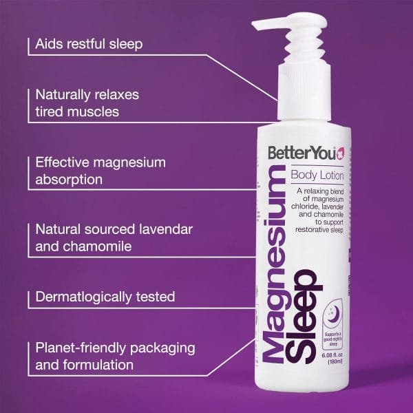 BetterYou Magnesium Sleep Body Lotion - Relaxing Body Lotion - Magnesium Body Cream WIth Lavender And Chamomile Blend - Sore Muscle Relief - 6.08 oz - Image 3