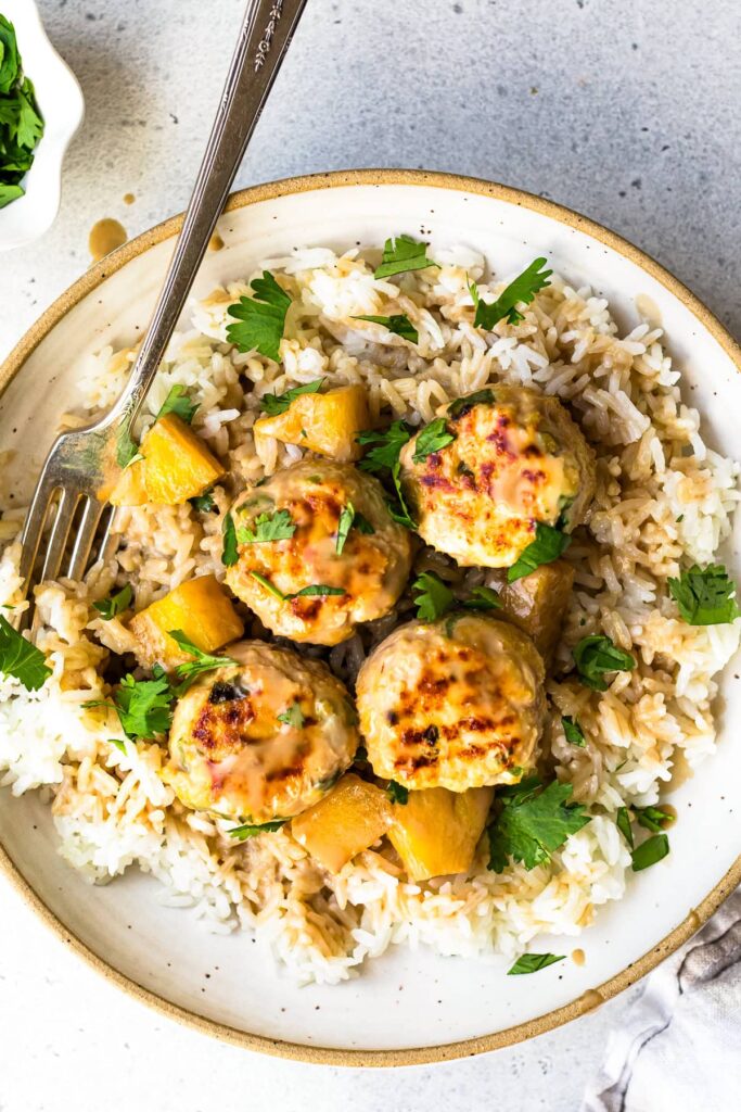Hawaiian Chicken Meatballs with Pineapple