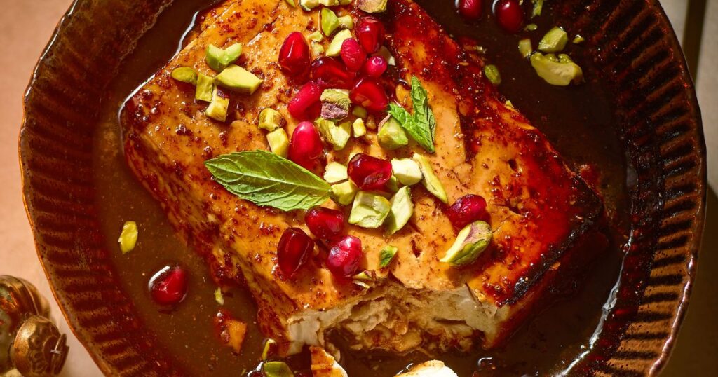 Pomegranate & sumac baked feta