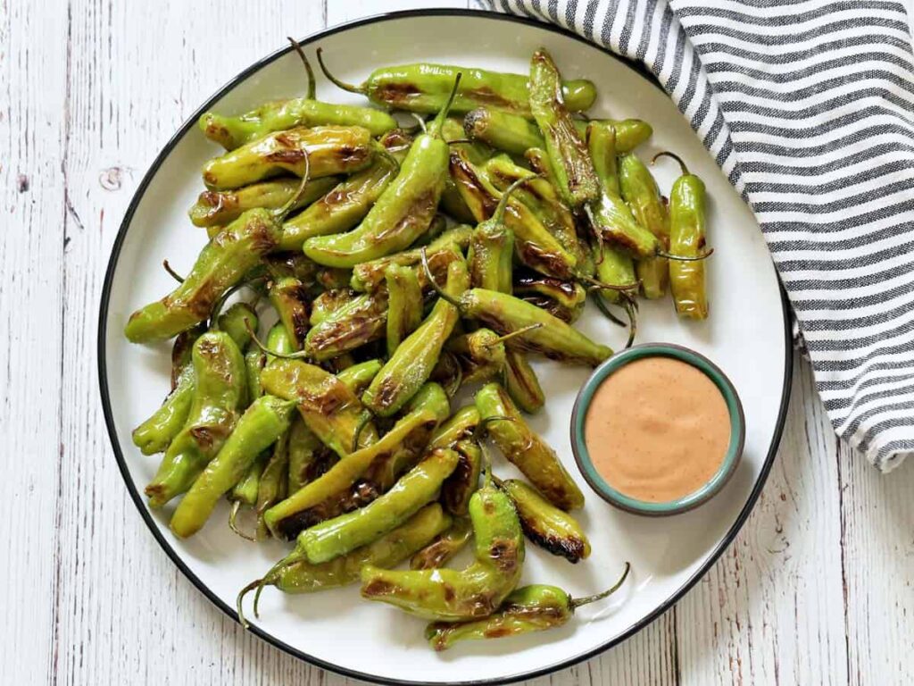 Shishito Peppers with Sriracha Mayo Dip