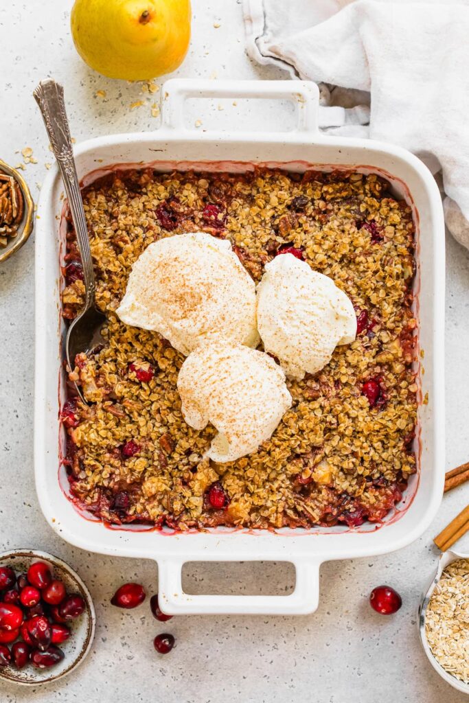 Pear Cranberry Crisp (Healthy, Gluten-Free Holiday Dessert)
