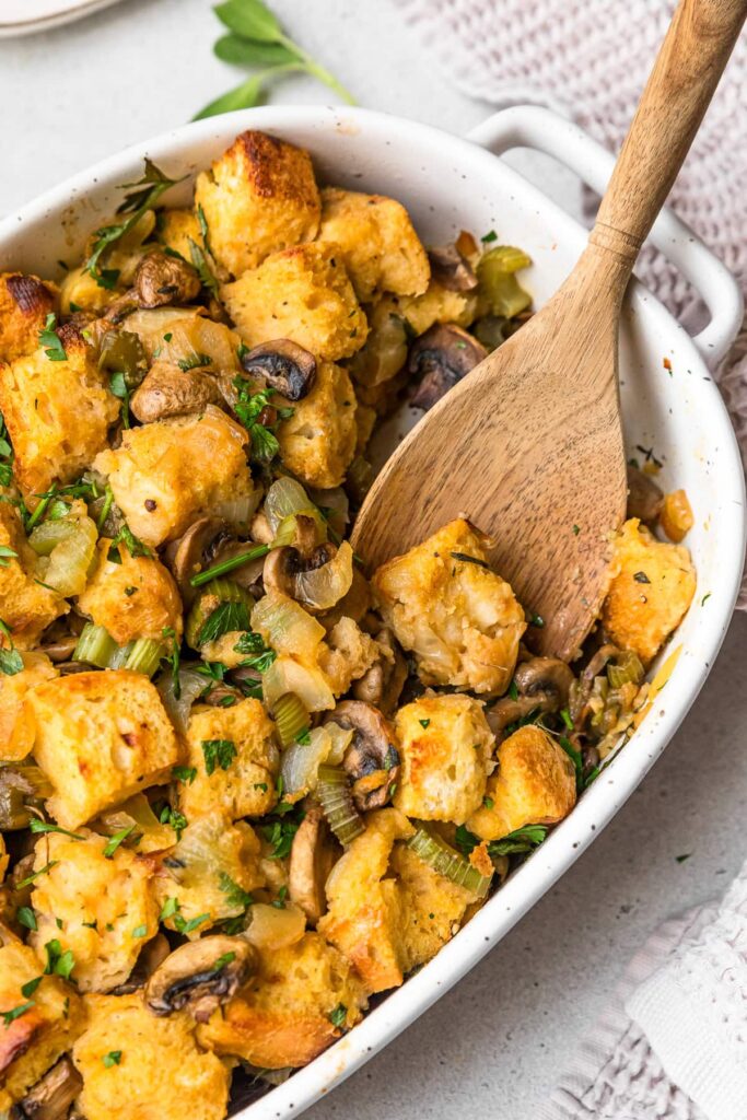 Sourdough Stuffing with Caramelized Onions and Mushrooms