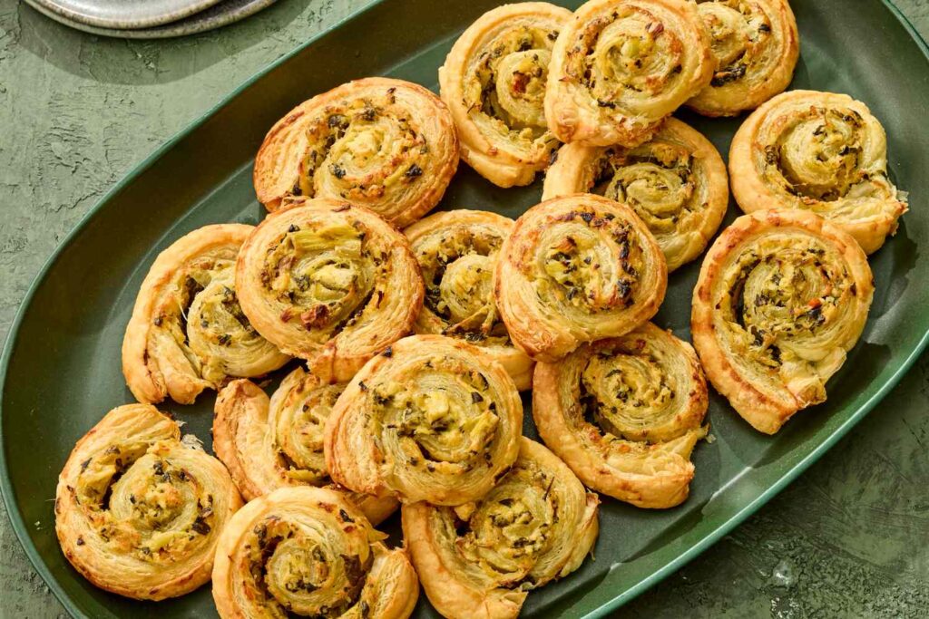 Spinach-Artichoke Puff Pastry Spirals