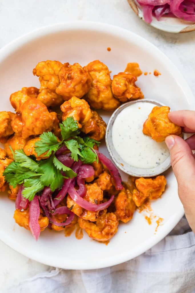 Air Fryer Cauliflower Wings with Honey Sriracha