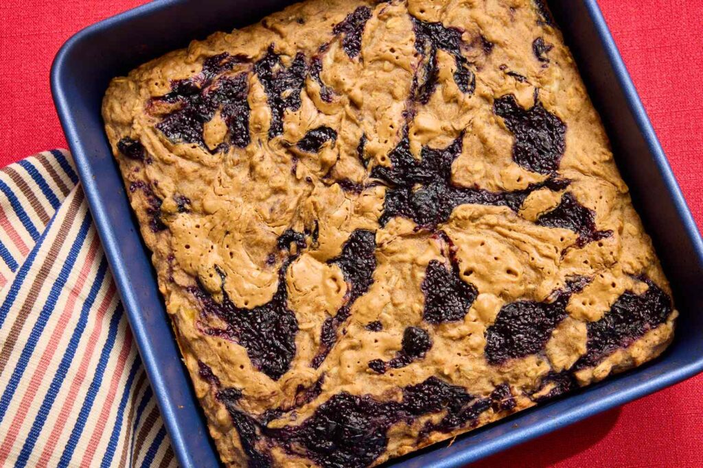 High-Protein Peanut Butter-Blueberry Oatmeal Bars