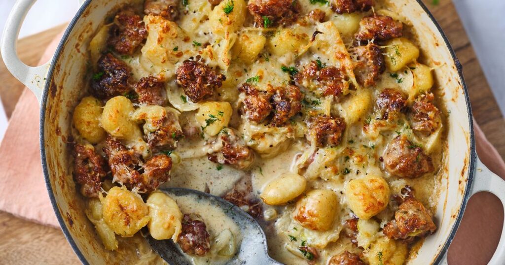 Sausage and fennel gnocchi bake recipe