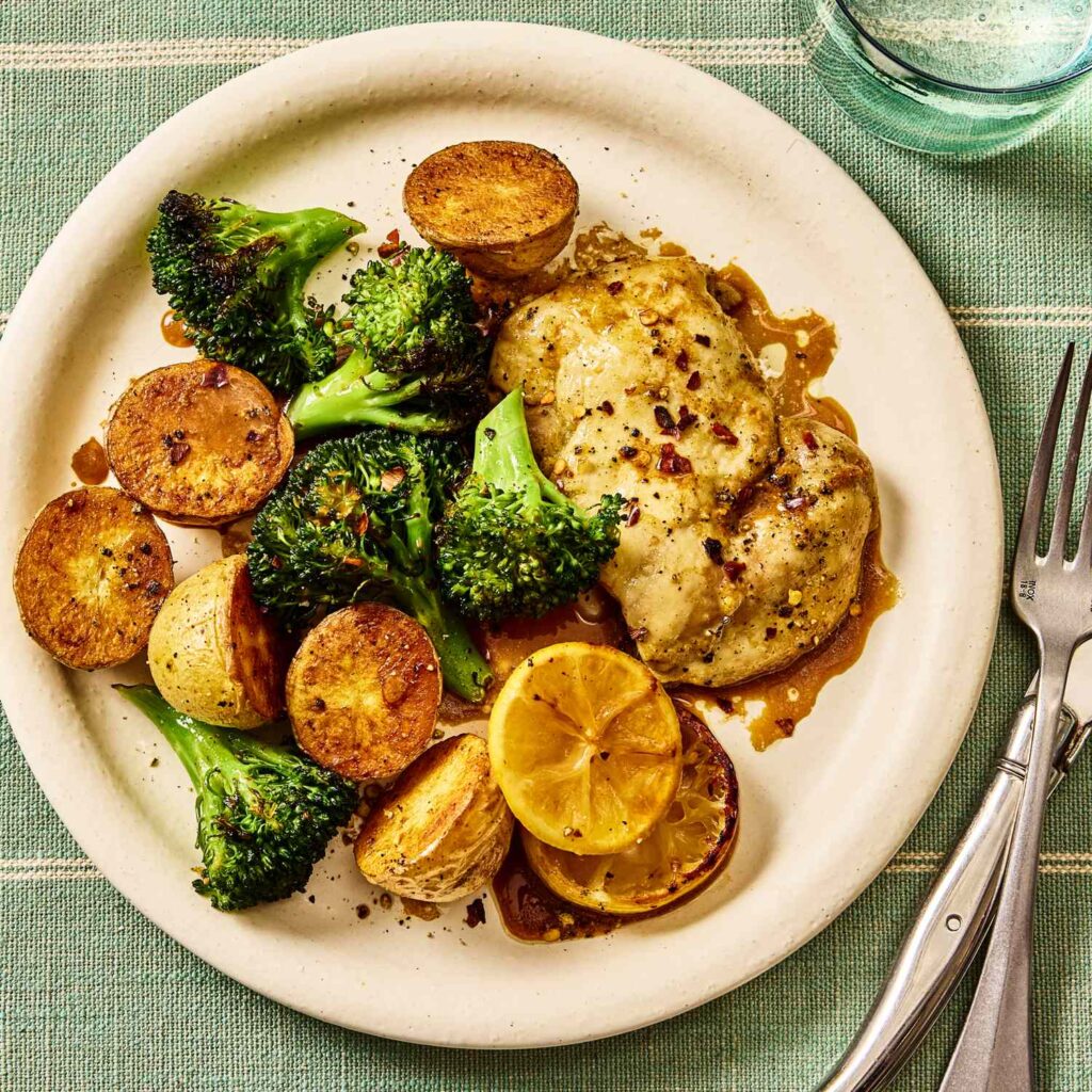 Sheet-Pan Lemon-Pepper Chicken with Broccoli & Potatoes