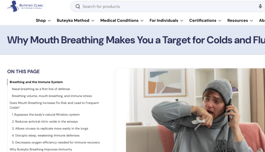 Why Mouth Breathing Makes You a Target for Colds & Flu via The Buteyko Clinic